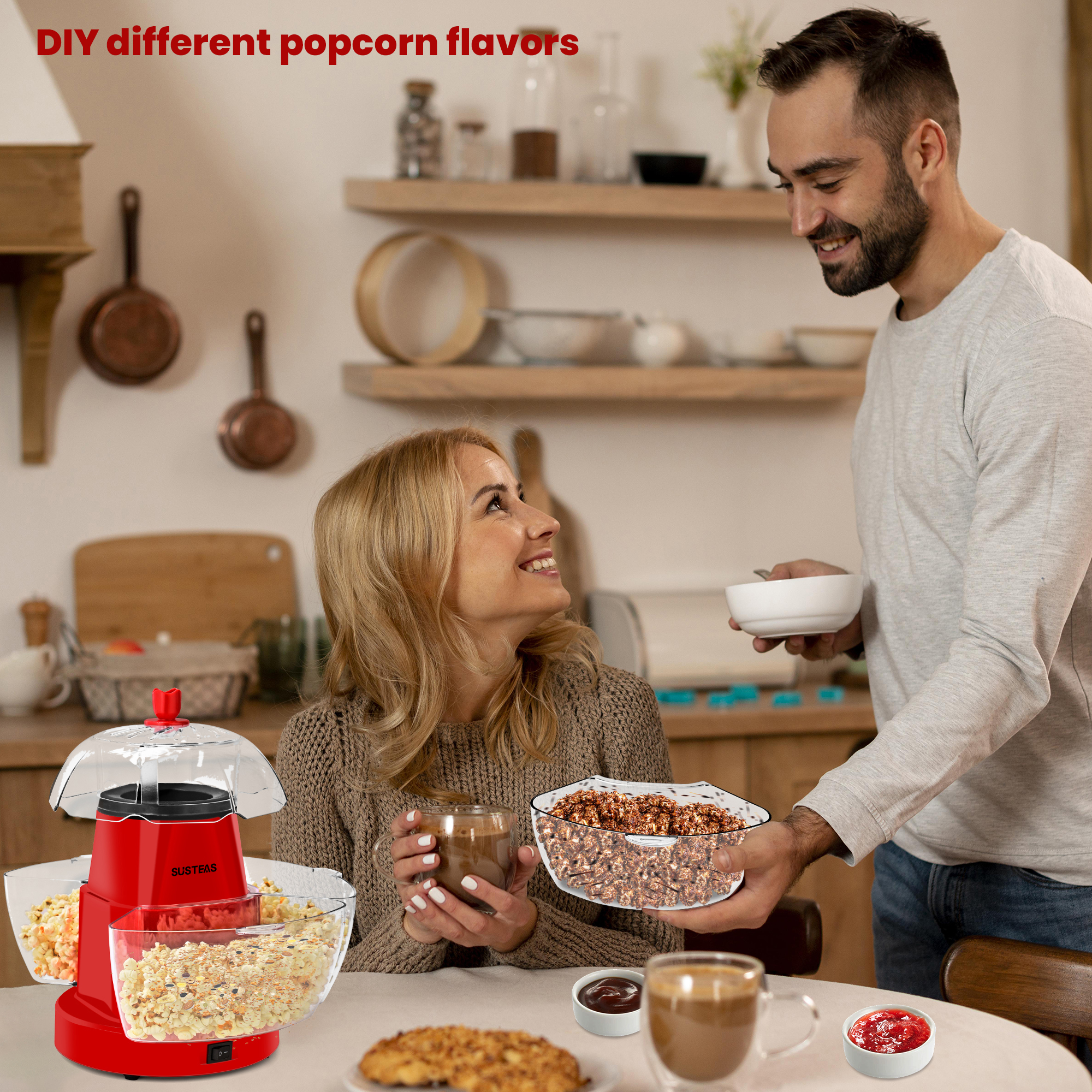 Popcorn Machine Home - 1200W Electric Hot Air Popcorn Maker,