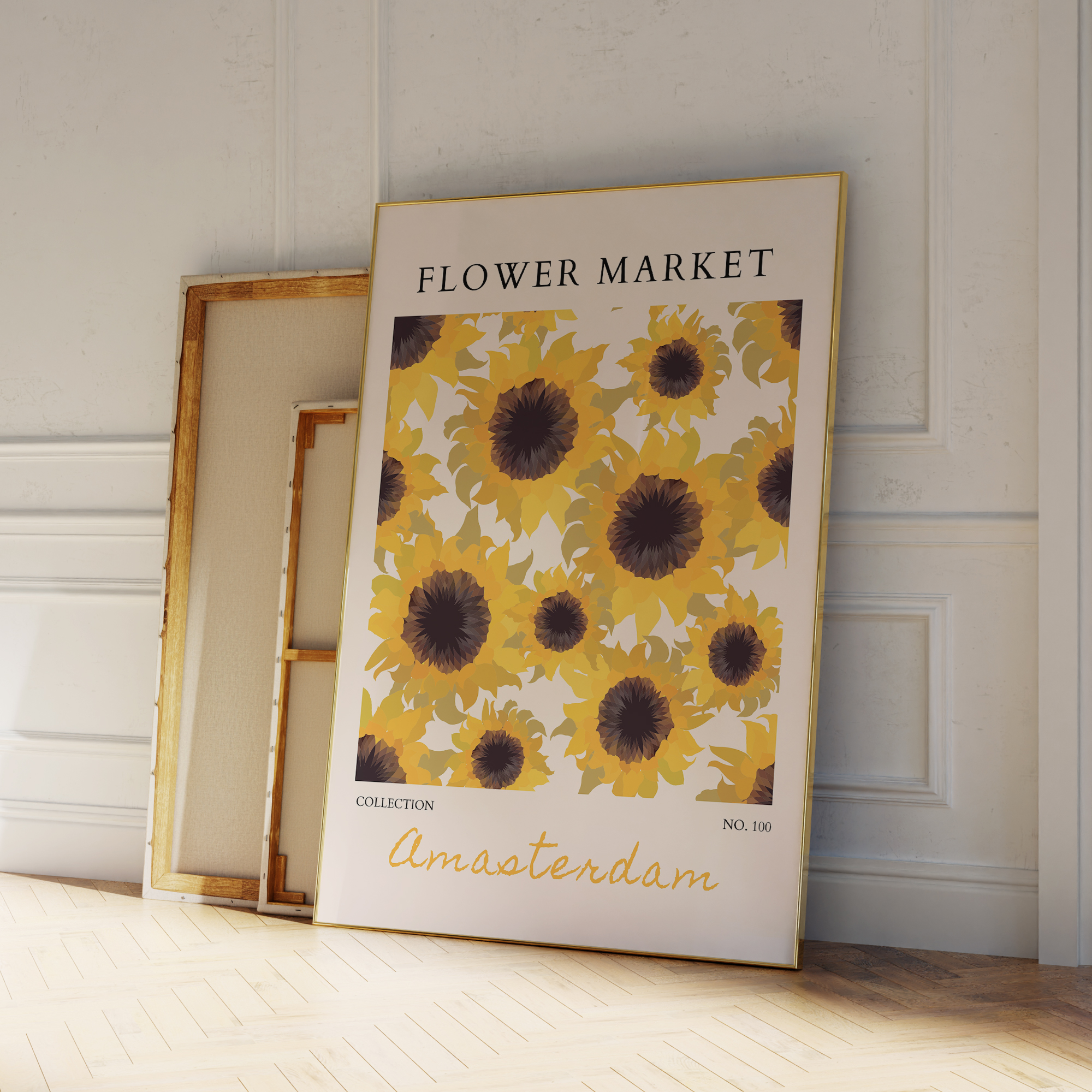 Home Cinema Wall Art - Modern Yellow Flowers Flower Market Wall