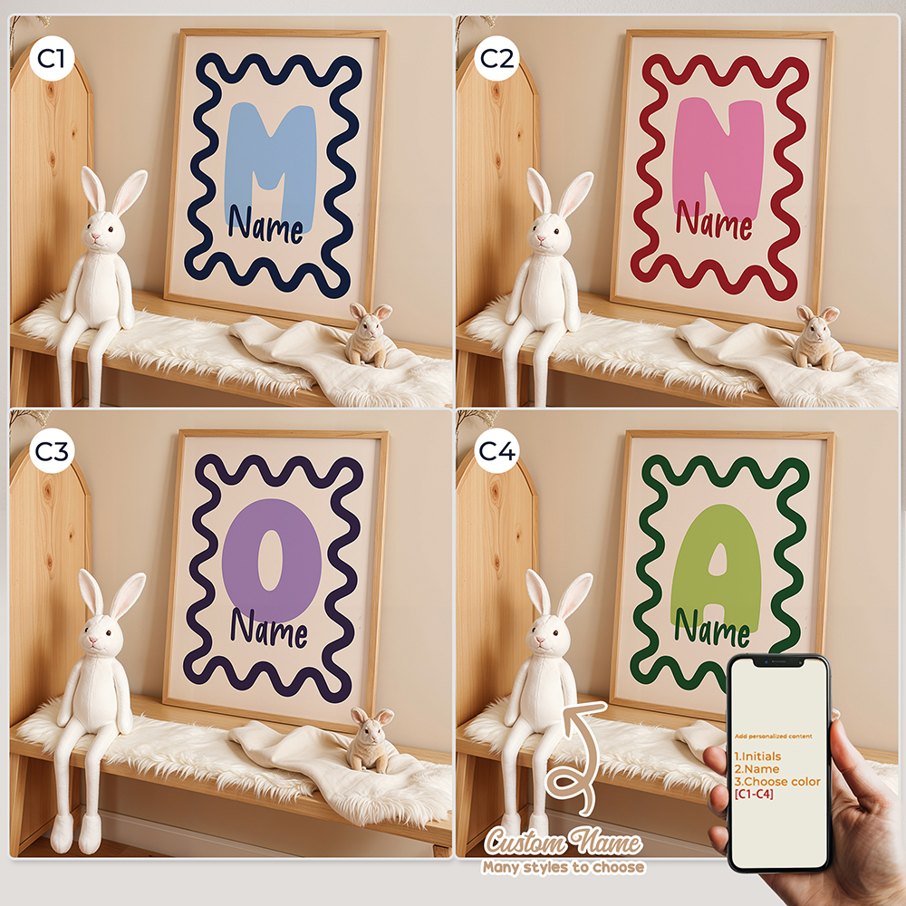 Home Cinema Wall Art - Personalized Custom Name Cartoon Child Striped