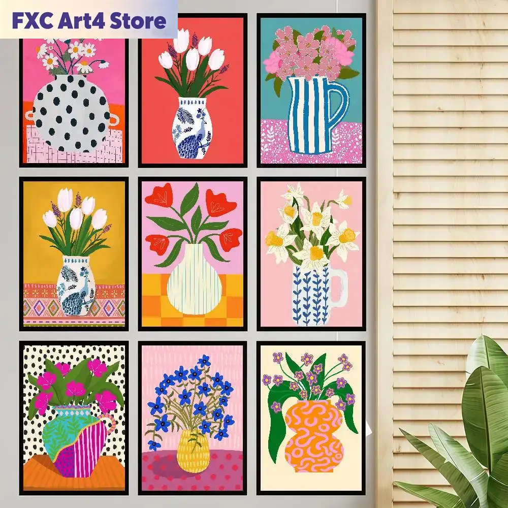 Home Cinema Wall Art - Frameless1pc Flower Market Vase Floral Plant