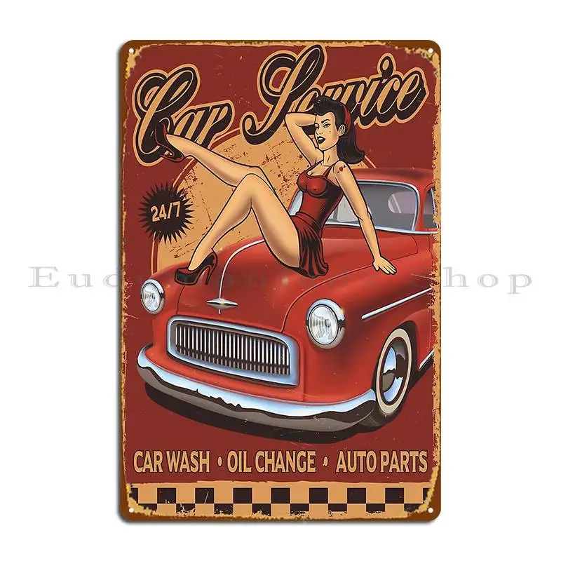 Home Cinema Wall Design - Vintage Poster Car Service Metal Sign