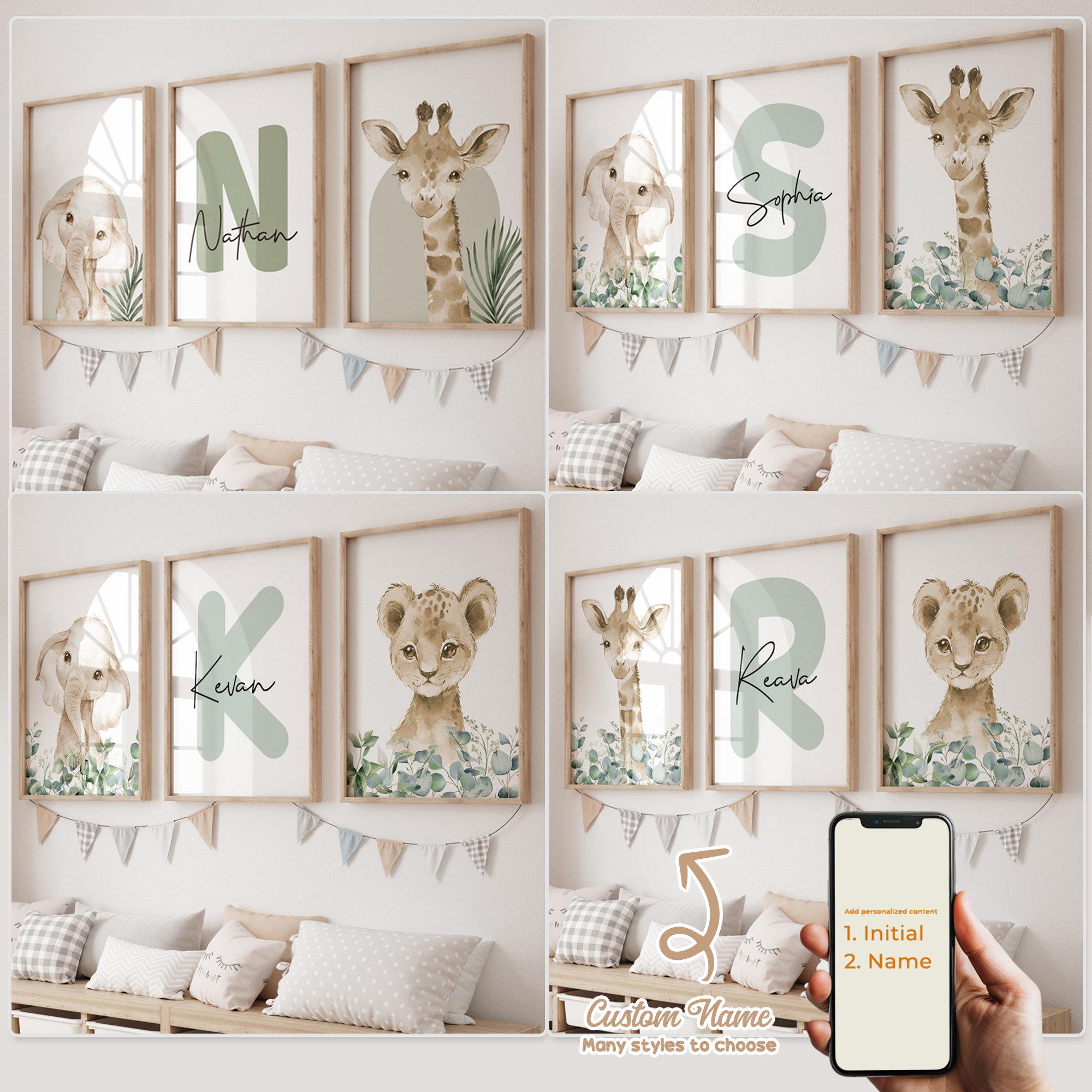 Home Cinema Wall Art - 3pcs Personalized Custom Name Cartoon Forest