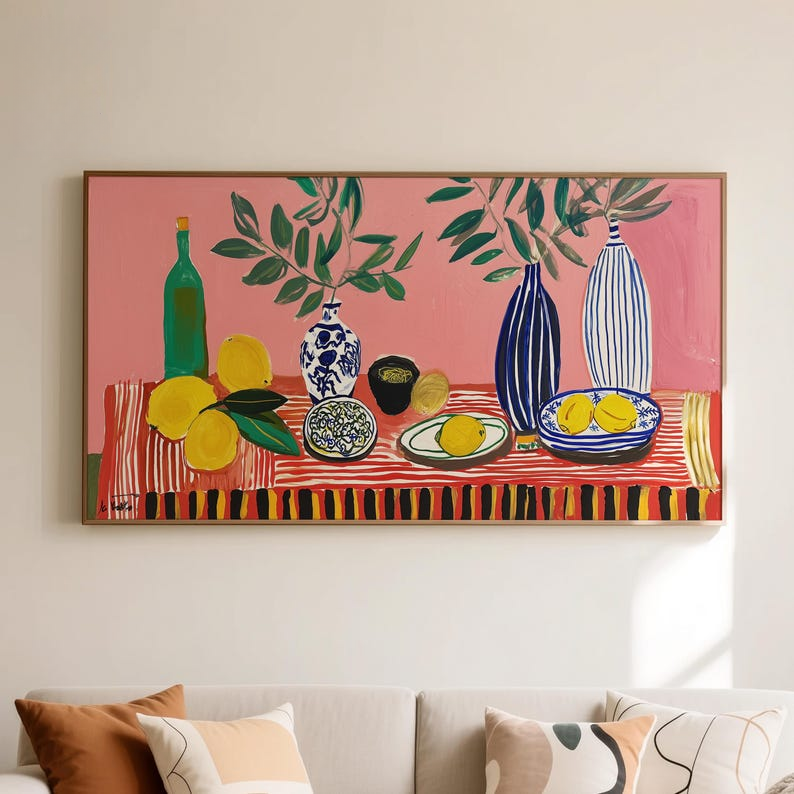 Home Cinema Wall Art - Mediterranean Lemon Kitchen Canvas Wall Art,