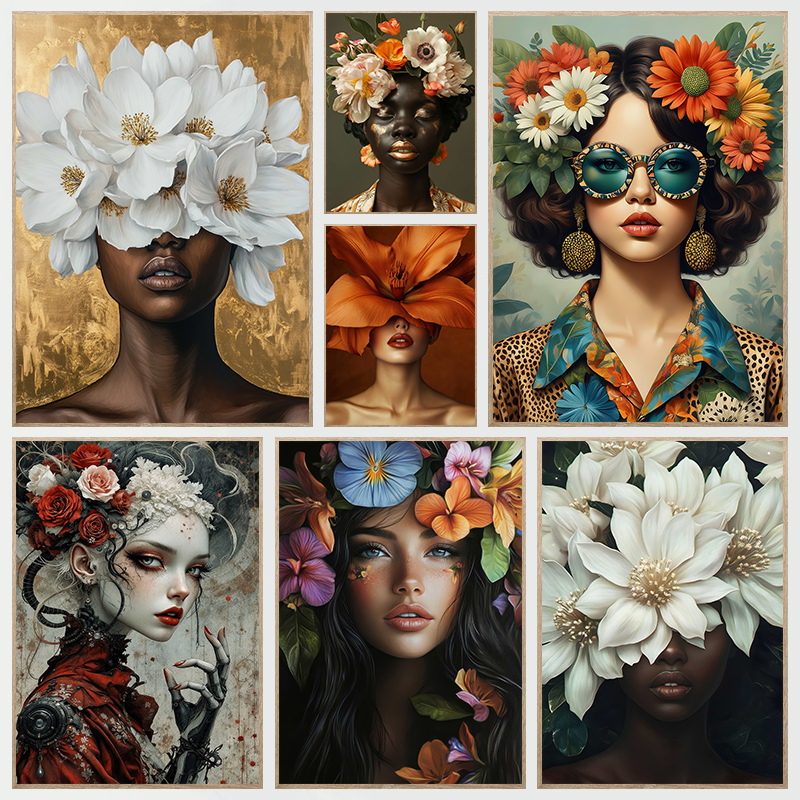 Home Cinema Wall Art - Fashion Girl Portrait Woman with Colorful