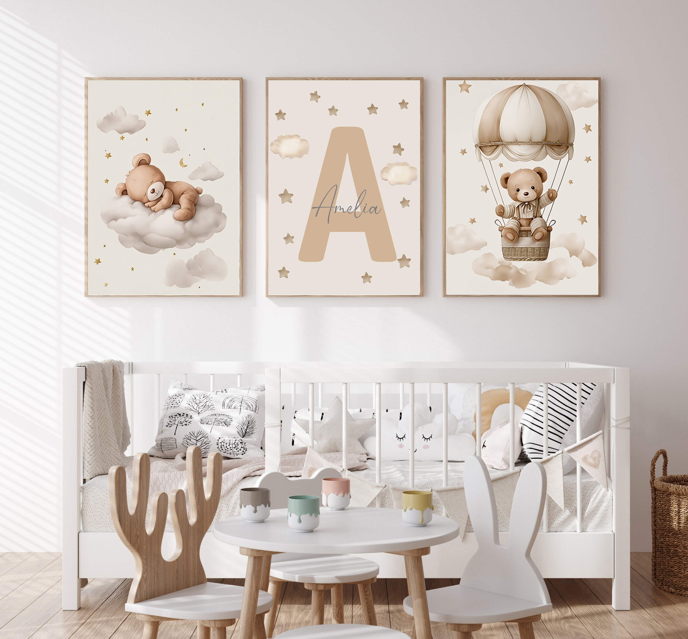 Home Cinema Wall Art - 3pcs/set Bohemian Teddy Bear Animal Custom