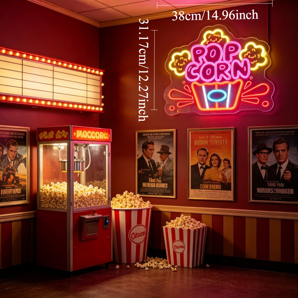 Popcorn Movie Cinema Neon Sign – обзор и цена Home Cinema Wall Lights