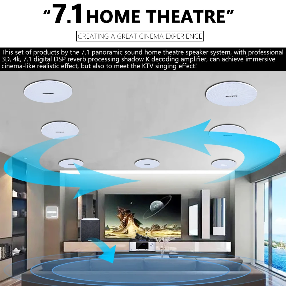 7.1 Home Theater Ceiling Speak – обзор и цена Home Cinema Speaker System