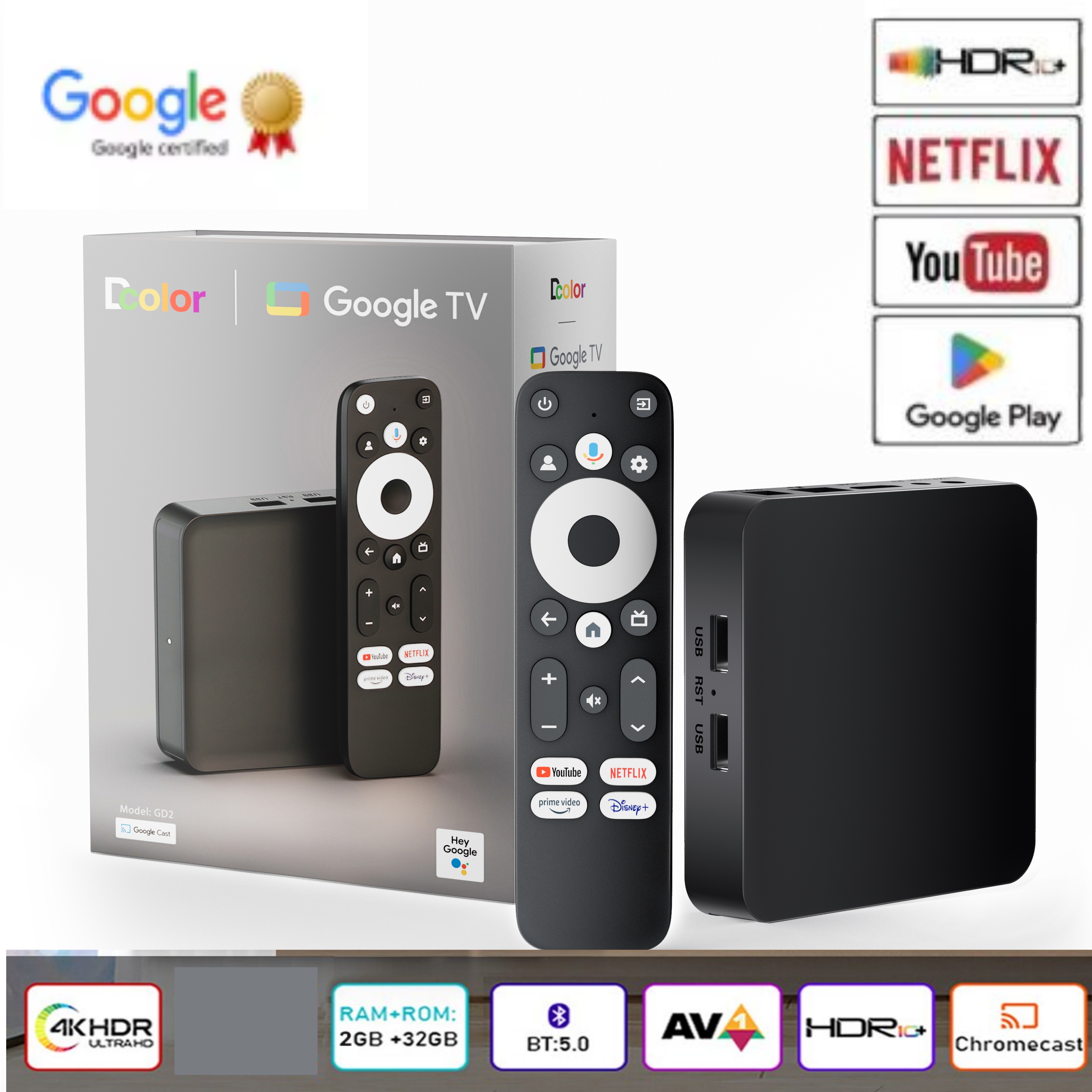 Dcolor GD2 4K Smart Android 12 – обзор и цена Home Cinema Google