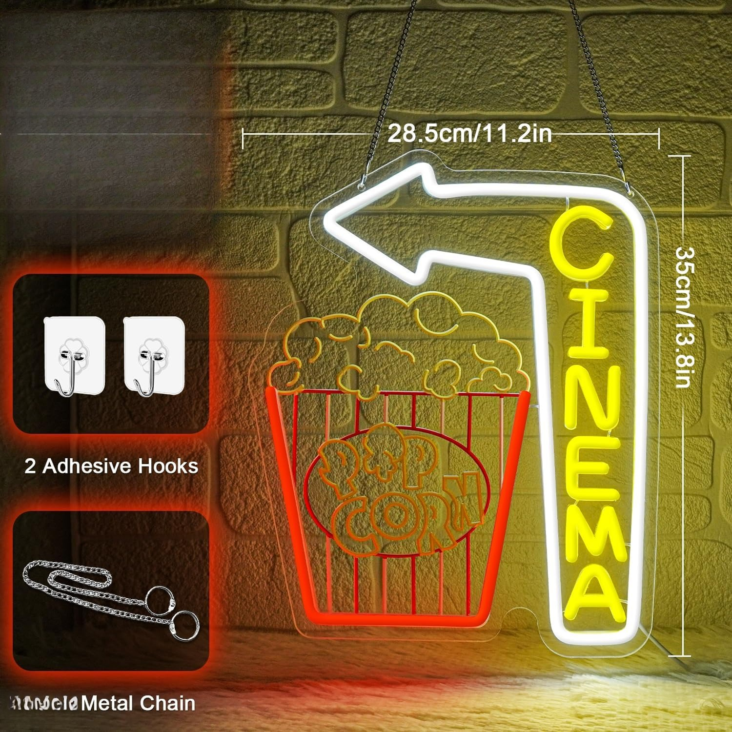 Cinema Arrow Neon Sign Popcorn – обзор и цена Home Cinema Wall Lights