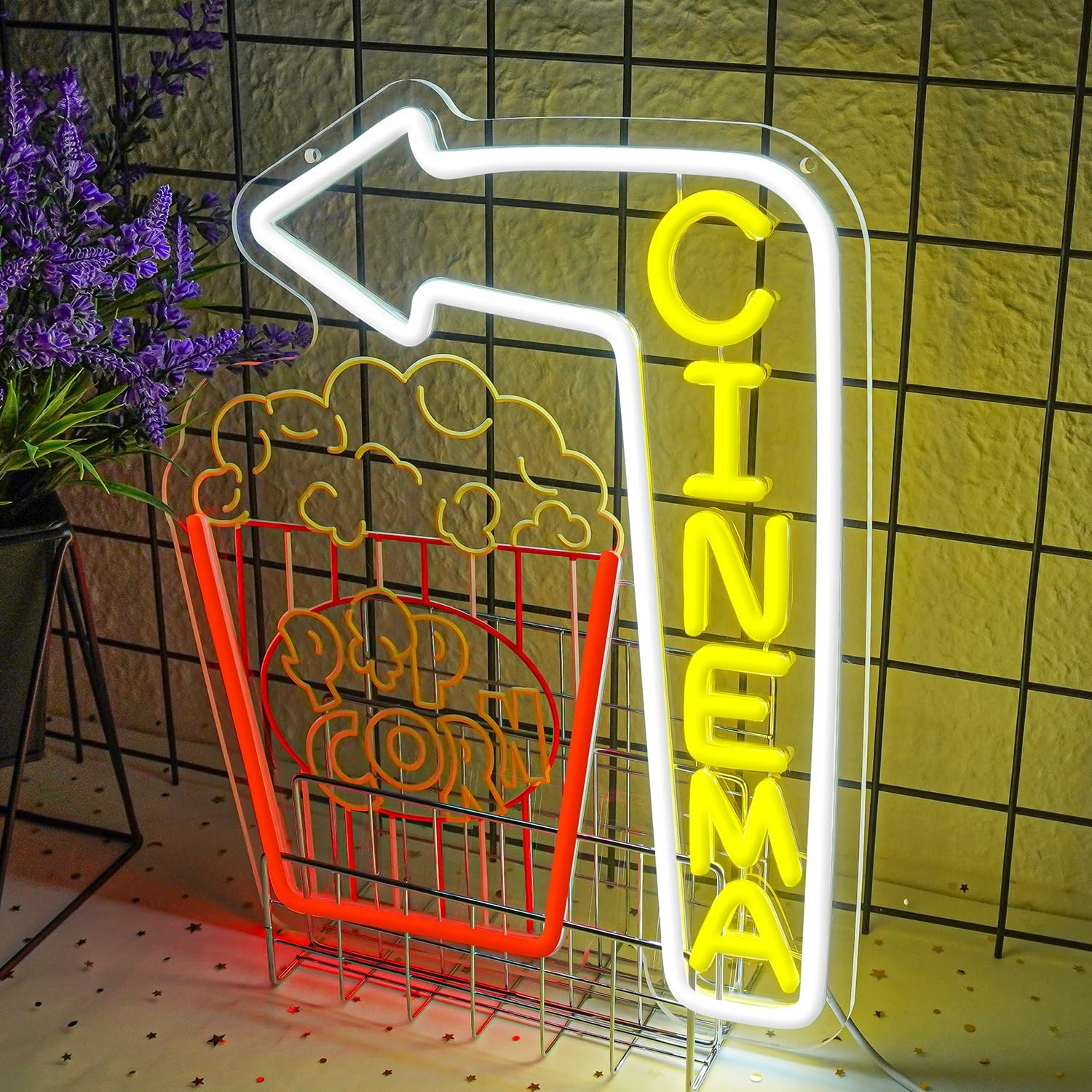 Cinema Arrow Neon Sign Popcorn – обзор и цена Home Cinema Wall Lights