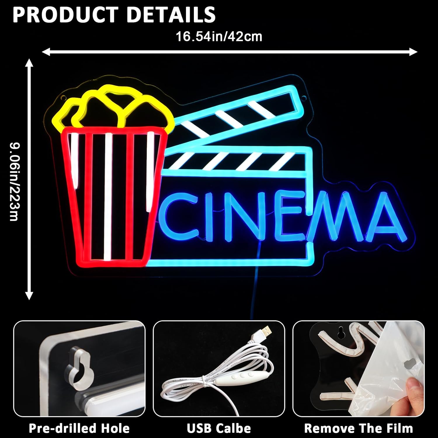 Cinema Neon Sign Art Wall Ligh – обзор и цена Home Cinema Wall Lights
