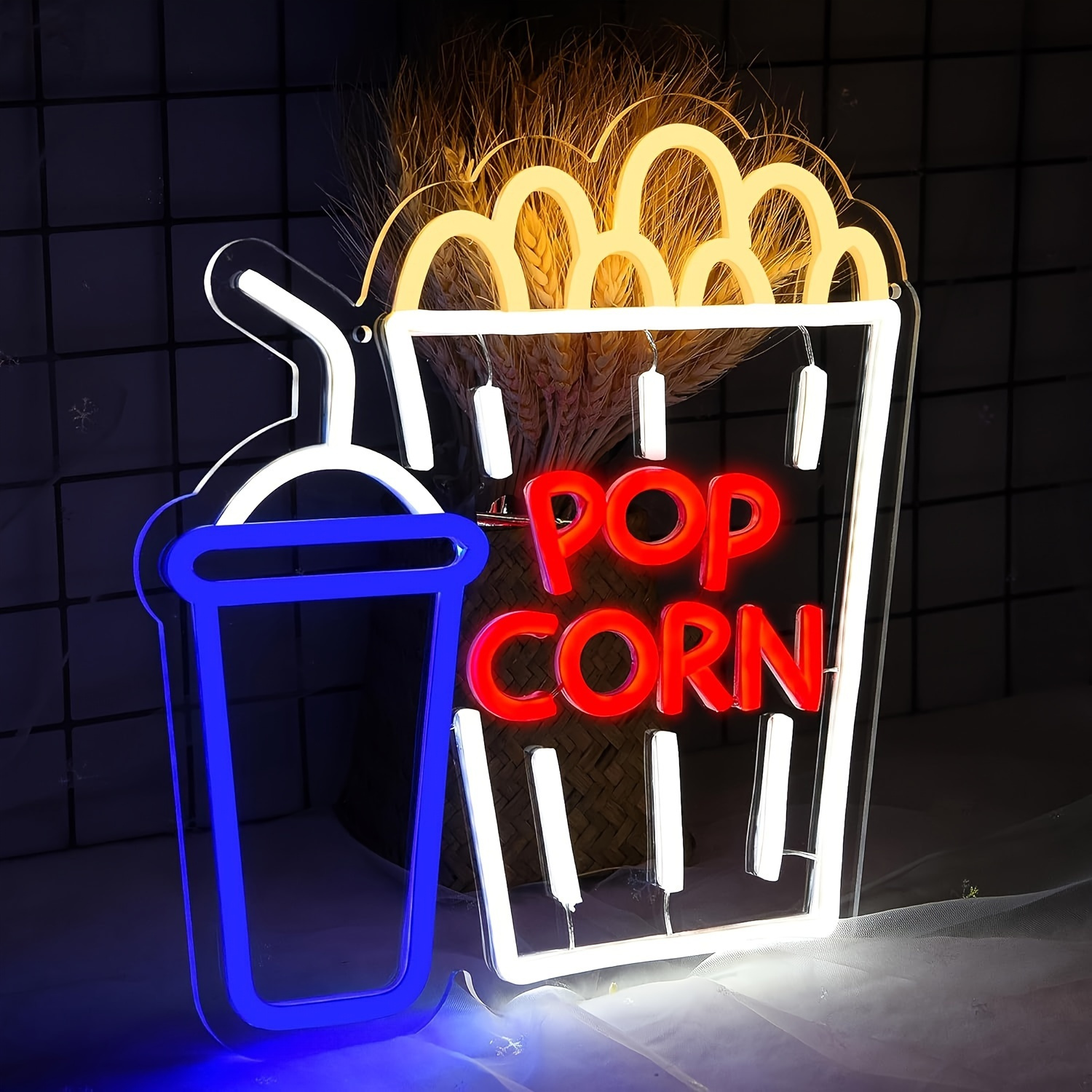 Popcorn Drink Neon Sign LED Wa – обзор и цена Home Cinema Wall Lights