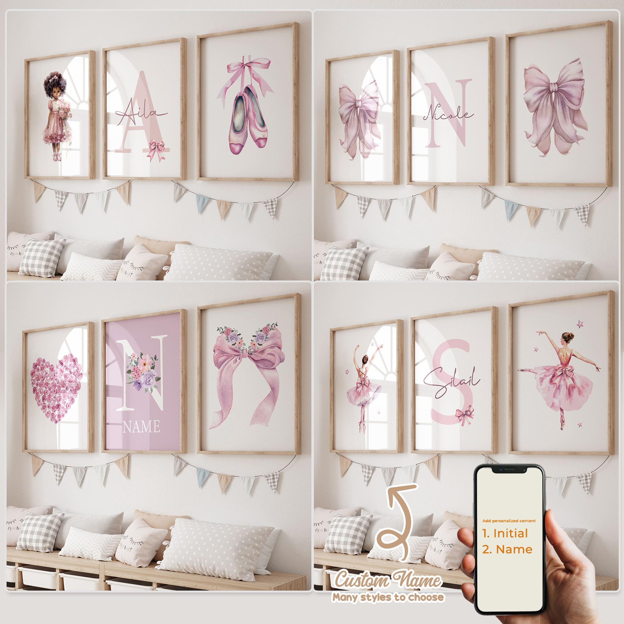 3pcs Personalized Custom Name  – обзор и цена Home Cinema Wall Art