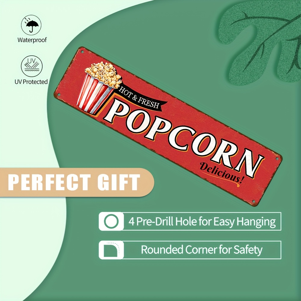 Vintage Aluminum Popcorn Sign  – обзор и цена Home Cinema Wall Design