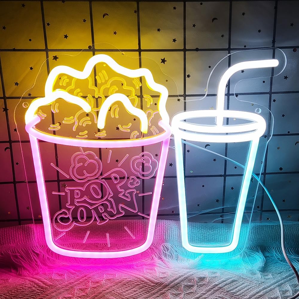 Popcorn Neon Sign LED Neon Lig – обзор и цена Home Cinema Wall Lights