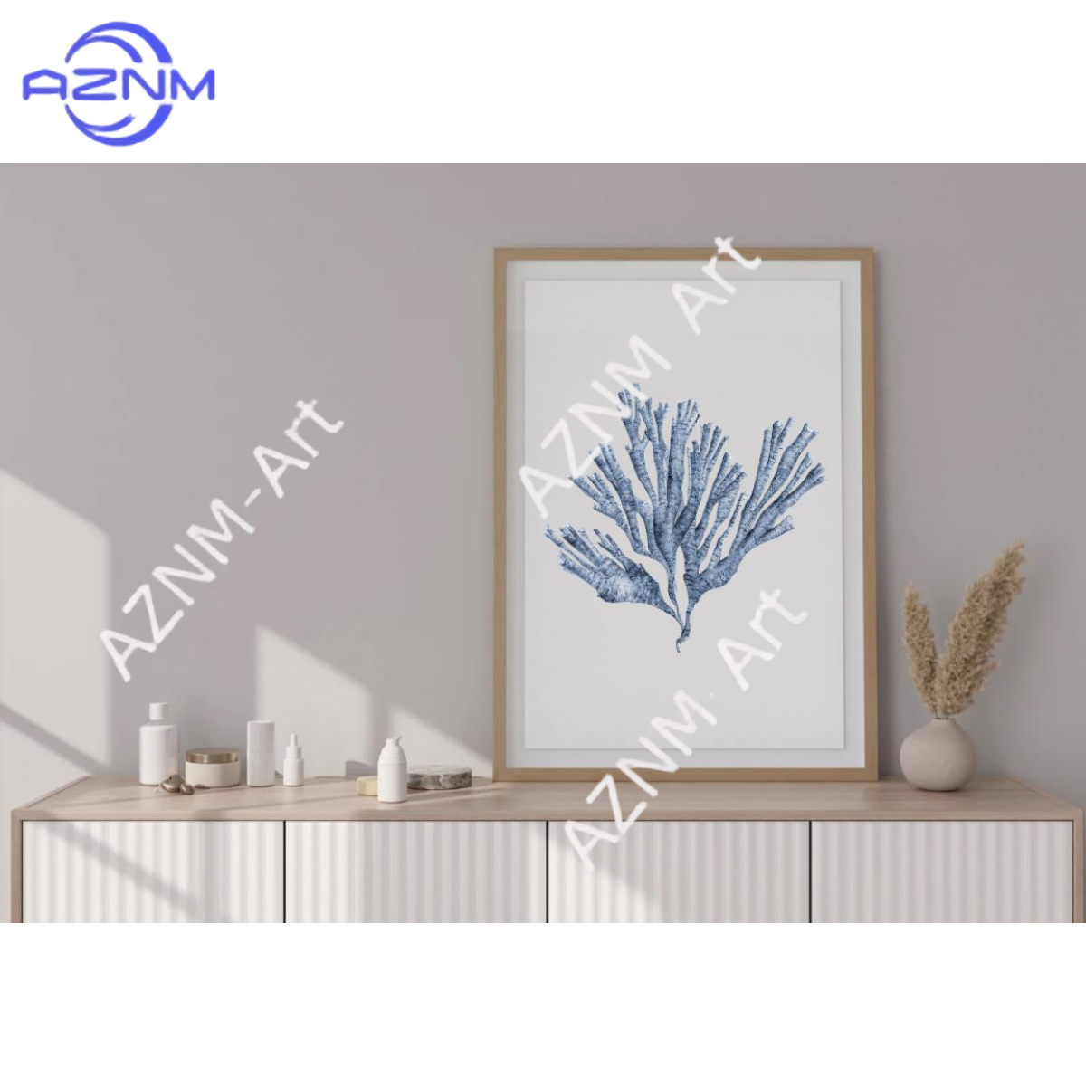 1/2Pcs 2 coral prints, blue co – обзор и цена Home Cinema Wall Art