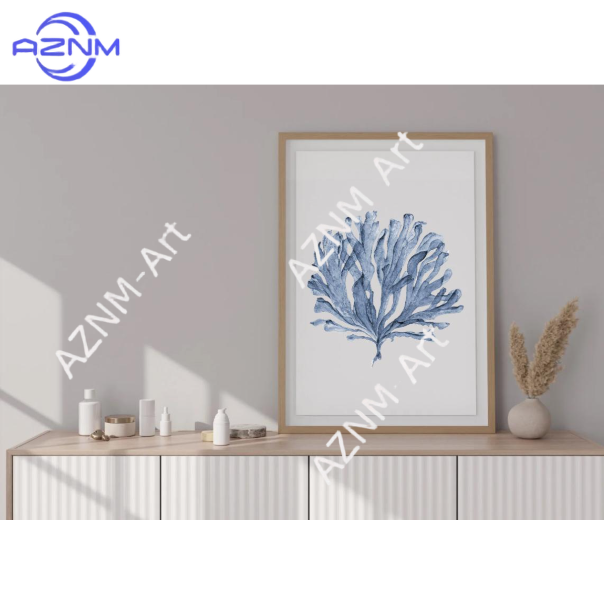 1/2Pcs 2 coral prints, blue co – обзор и цена Home Cinema Wall Art